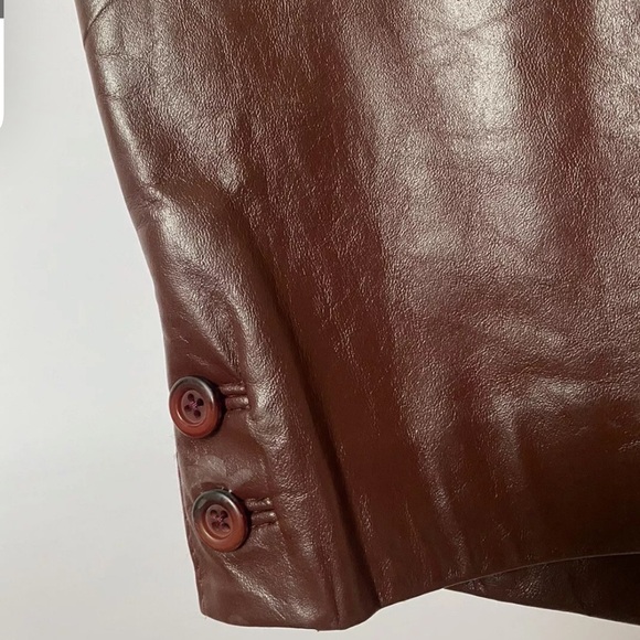 Vintage Etienne Aigner Burgundy Genuine Leather Blazer Size 12 (small cut) - Picture 12 of 16